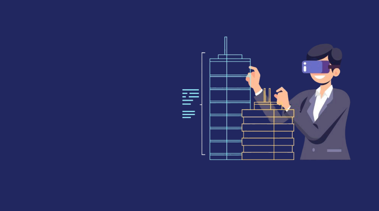 A suited man holds a building model, pondering the future of digital transformation & business resilience beyond 2024.