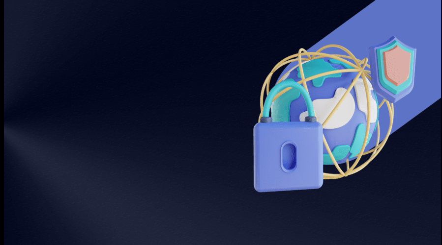 A blue and purple padlock and globe symbolizing the revolutionary impact of AI and ML in enhancing cybersecurity threat detection in 2024.