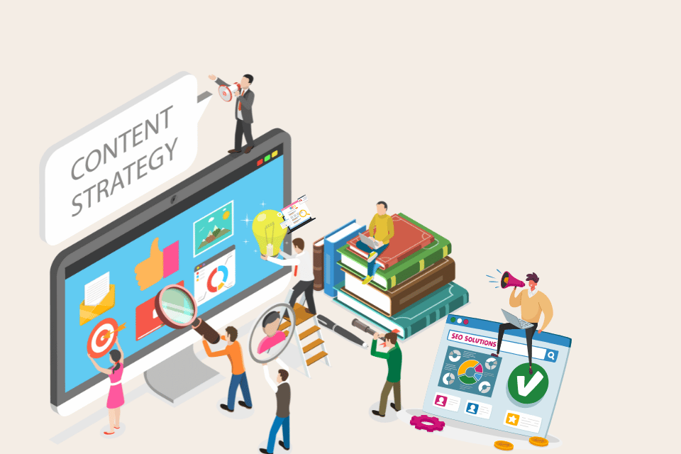 A visual representation of content strategy elements for Digital Experience Platforms, highlighting personalization, analytics, and governance