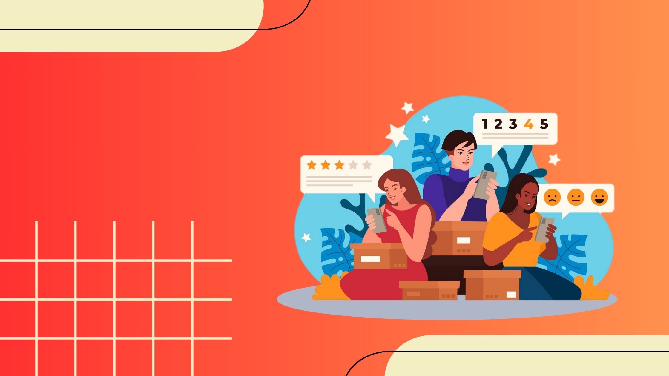  customers using their phones to rate their experiences, showcasing the importance of customer reviews and feedback in enhancing business success.
