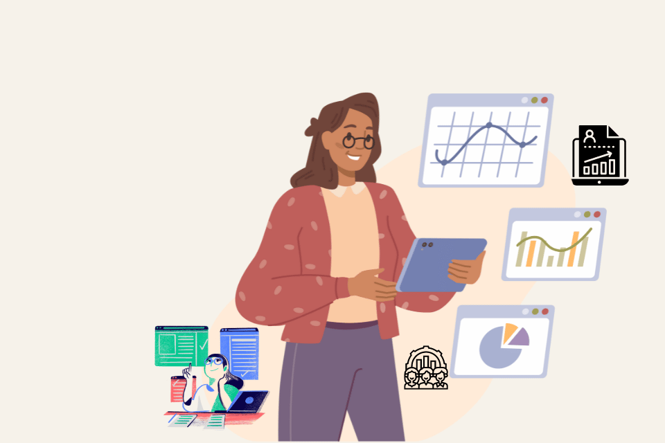 Employee working with data charts and graphs, illustrating the importance of data literacy in the workplace.