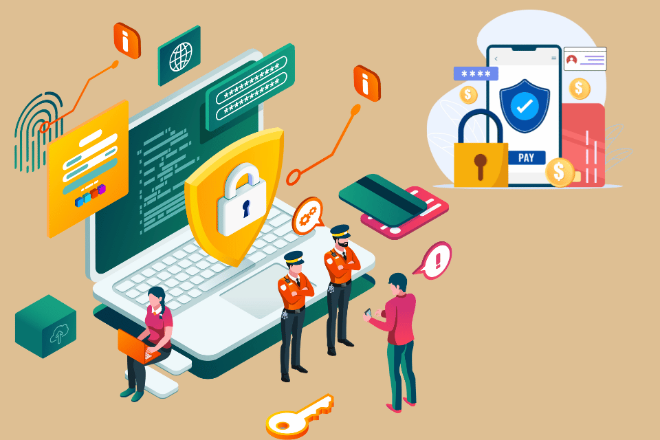 The illustration highlights the importance of data privacy and compliance.
