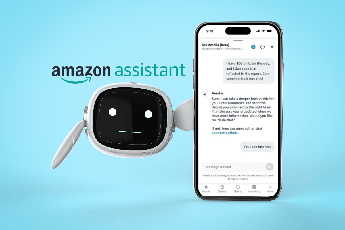 Amazon’s AI tool Amelia assists third-party sellers with account management and inventory tracking.