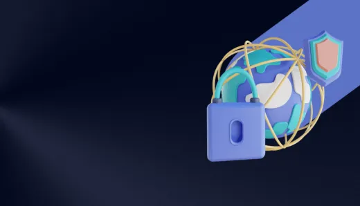 A blue and purple padlock and globe symbolizing the revolutionary impact of AI and ML in enhancing cybersecurity threat detection in 2024.
